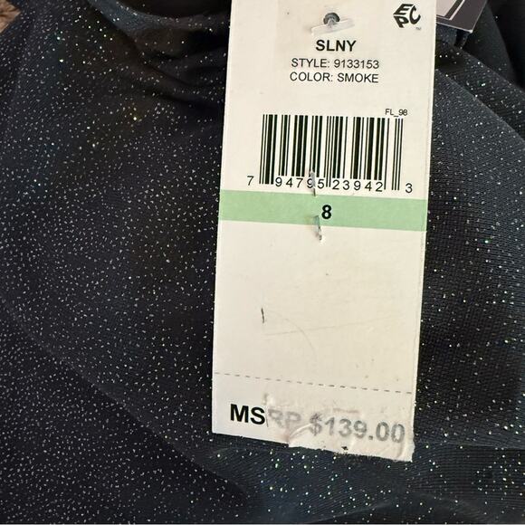 S. L. Fashions Women’s Embellished Short Sleeve Evening Gown Smoke Sz 8 NWT - Picture 7 of 10